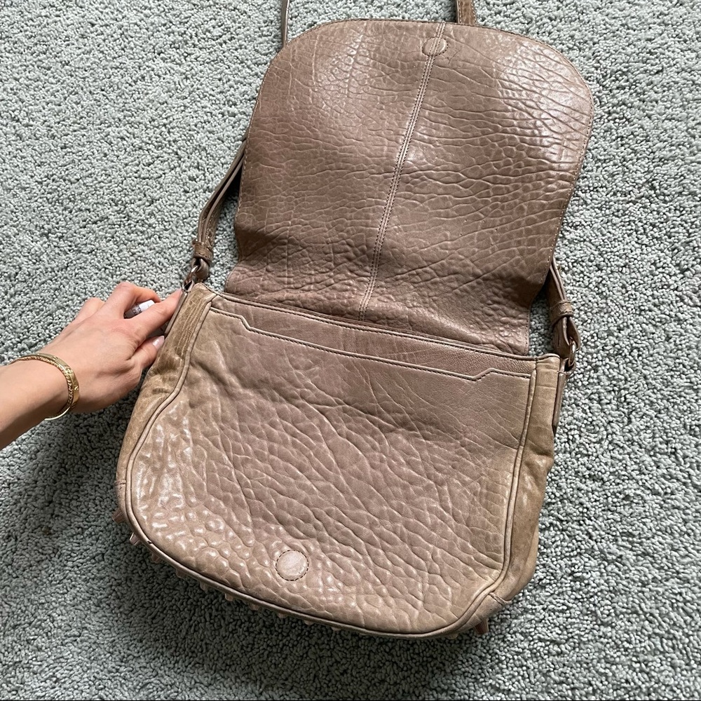 ALEXANDER WANG Taupe Pebbled Lambskin Leather Rose Gold Crossbody Messenger Bag - Picture 12 of 16